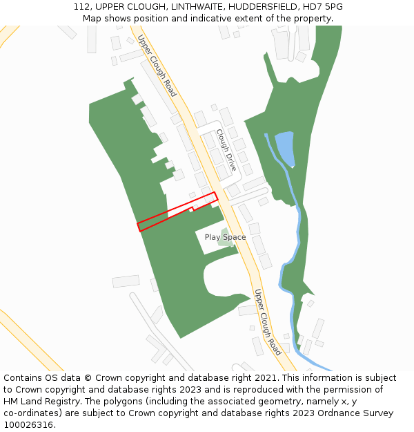 112, UPPER CLOUGH, LINTHWAITE, HUDDERSFIELD, HD7 5PG: Location map and indicative extent of plot
