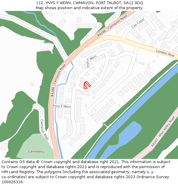 112, YNYS Y WERN, CWMAVON, PORT TALBOT, SA12 9DQ: Location map and indicative extent of plot