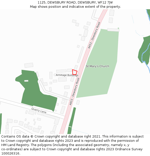 1125, DEWSBURY ROAD, DEWSBURY, WF12 7JW: Location map and indicative extent of plot