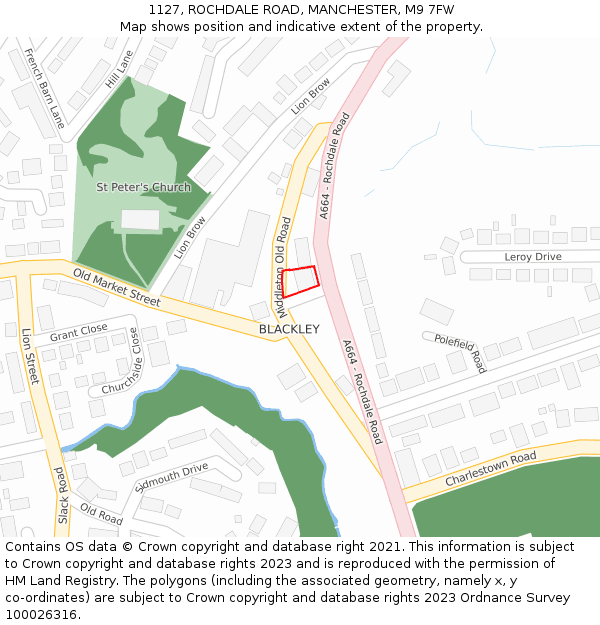 1127, ROCHDALE ROAD, MANCHESTER, M9 7FW: Location map and indicative extent of plot