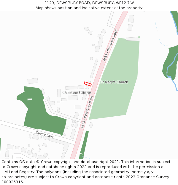 1129, DEWSBURY ROAD, DEWSBURY, WF12 7JW: Location map and indicative extent of plot
