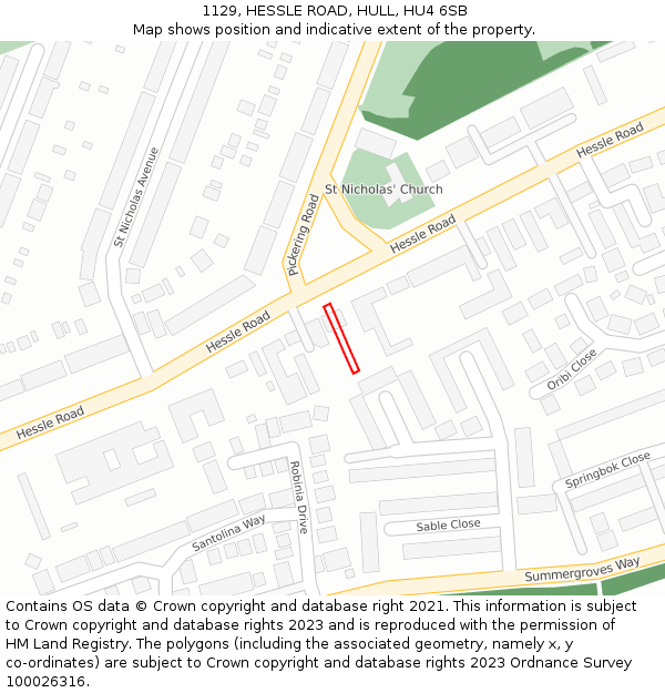 1129, HESSLE ROAD, HULL, HU4 6SB: Location map and indicative extent of plot