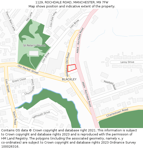 1129, ROCHDALE ROAD, MANCHESTER, M9 7FW: Location map and indicative extent of plot