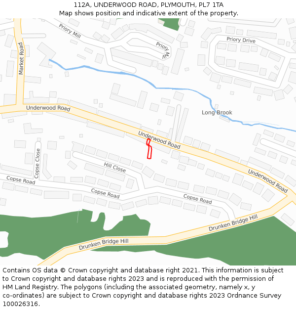 112A, UNDERWOOD ROAD, PLYMOUTH, PL7 1TA: Location map and indicative extent of plot