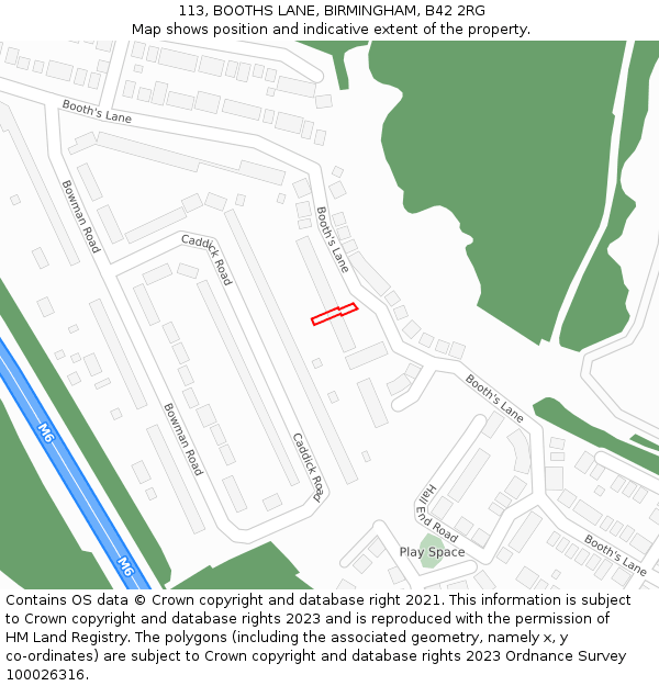 113, BOOTHS LANE, BIRMINGHAM, B42 2RG: Location map and indicative extent of plot