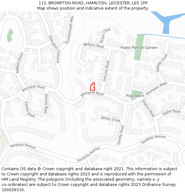 113, BROMPTON ROAD, HAMILTON, LEICESTER, LE5 1PP: Location map and indicative extent of plot