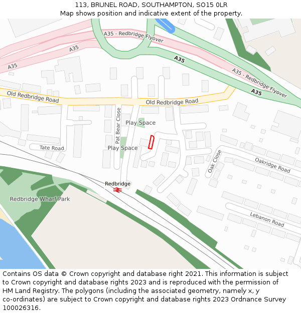 113, BRUNEL ROAD, SOUTHAMPTON, SO15 0LR: Location map and indicative extent of plot