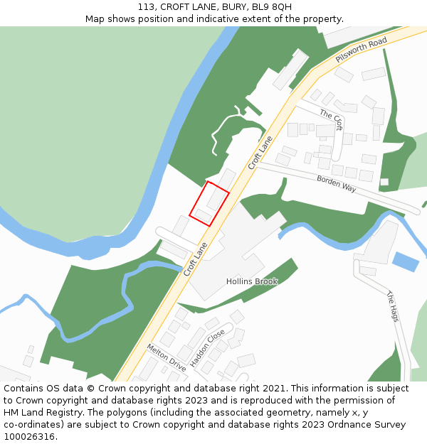 113, CROFT LANE, BURY, BL9 8QH: Location map and indicative extent of plot