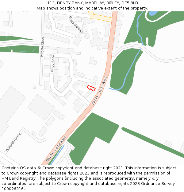 113, DENBY BANK, MAREHAY, RIPLEY, DE5 8LB: Location map and indicative extent of plot