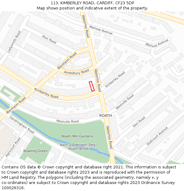 113, KIMBERLEY ROAD, CARDIFF, CF23 5DP: Location map and indicative extent of plot