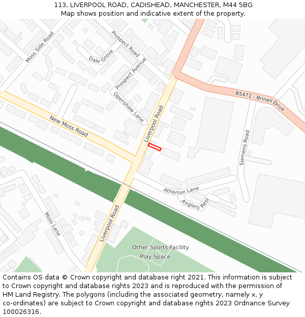 113, LIVERPOOL ROAD, CADISHEAD, MANCHESTER, M44 5BG: Location map and indicative extent of plot