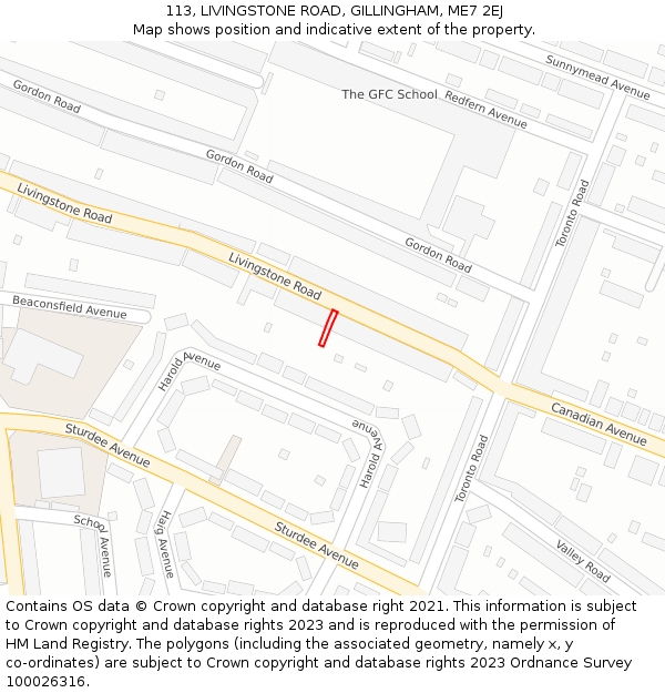 113, LIVINGSTONE ROAD, GILLINGHAM, ME7 2EJ: Location map and indicative extent of plot