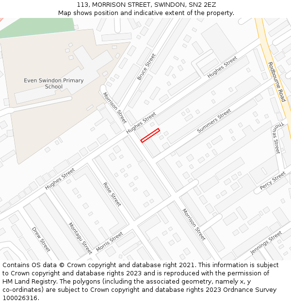 113, MORRISON STREET, SWINDON, SN2 2EZ: Location map and indicative extent of plot