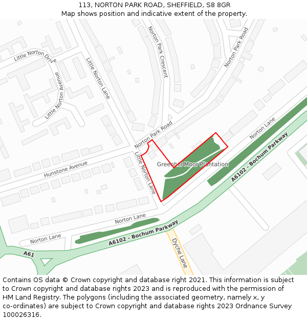 113, NORTON PARK ROAD, SHEFFIELD, S8 8GR: Location map and indicative extent of plot