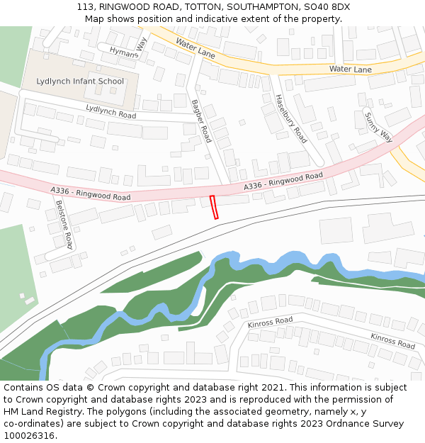 113, RINGWOOD ROAD, TOTTON, SOUTHAMPTON, SO40 8DX: Location map and indicative extent of plot