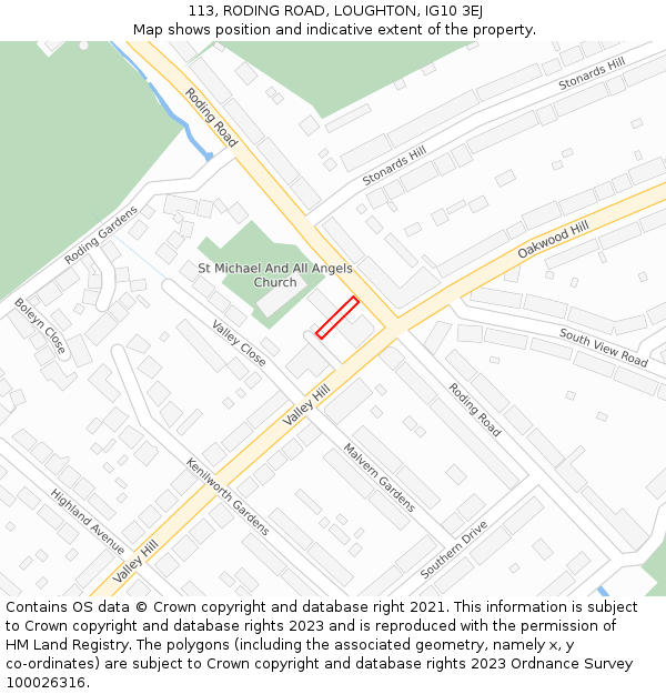 113, RODING ROAD, LOUGHTON, IG10 3EJ: Location map and indicative extent of plot