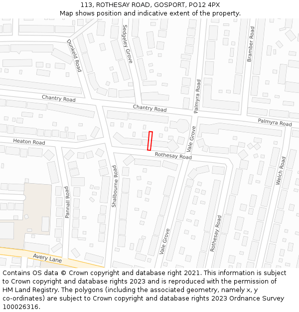 113, ROTHESAY ROAD, GOSPORT, PO12 4PX: Location map and indicative extent of plot