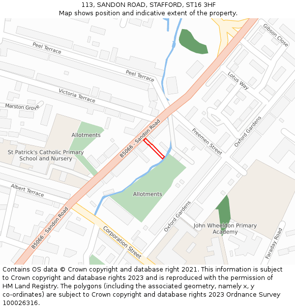 113, SANDON ROAD, STAFFORD, ST16 3HF: Location map and indicative extent of plot