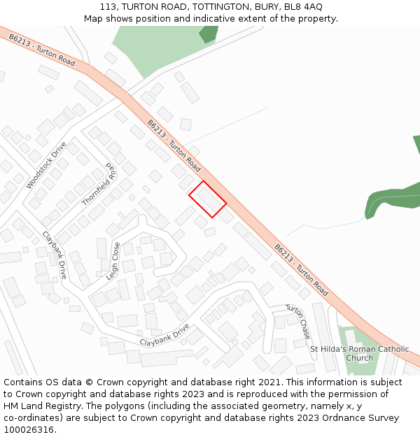 113, TURTON ROAD, TOTTINGTON, BURY, BL8 4AQ: Location map and indicative extent of plot