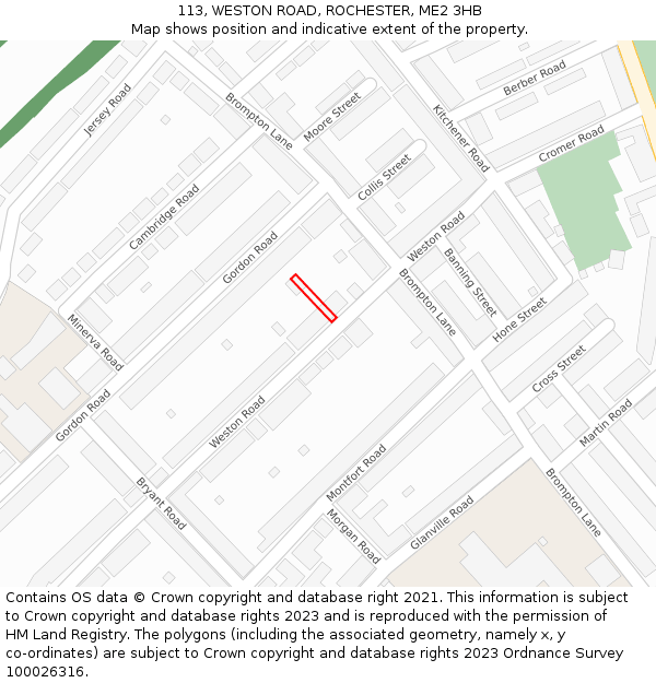 113, WESTON ROAD, ROCHESTER, ME2 3HB: Location map and indicative extent of plot
