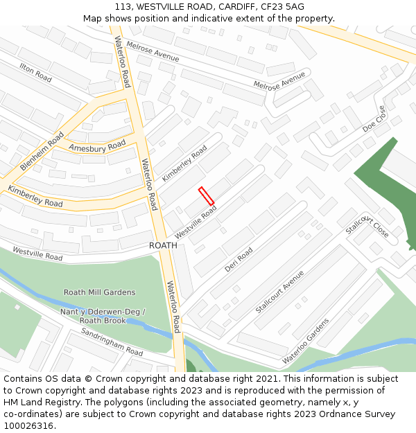 113, WESTVILLE ROAD, CARDIFF, CF23 5AG: Location map and indicative extent of plot