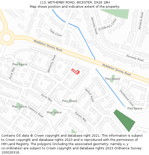 113, WETHERBY ROAD, BICESTER, OX26 1BH: Location map and indicative extent of plot