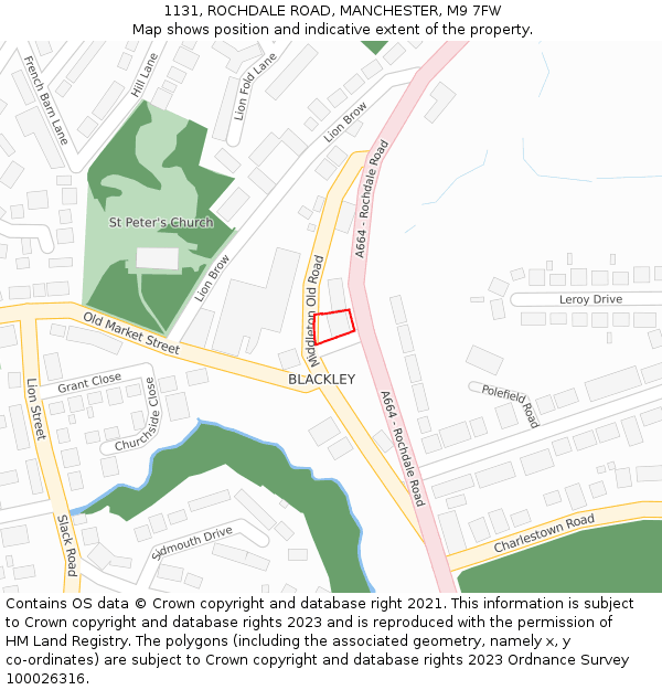 1131, ROCHDALE ROAD, MANCHESTER, M9 7FW: Location map and indicative extent of plot