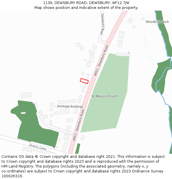 1139, DEWSBURY ROAD, DEWSBURY, WF12 7JW: Location map and indicative extent of plot