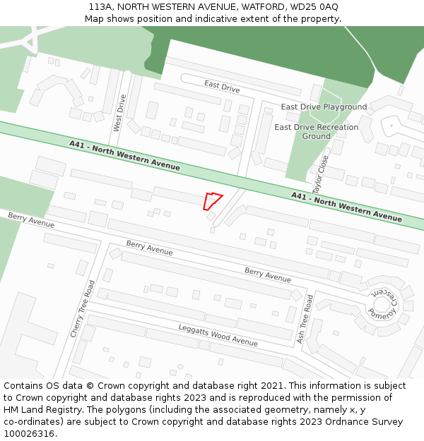 113A, NORTH WESTERN AVENUE, WATFORD, WD25 0AQ: Location map and indicative extent of plot
