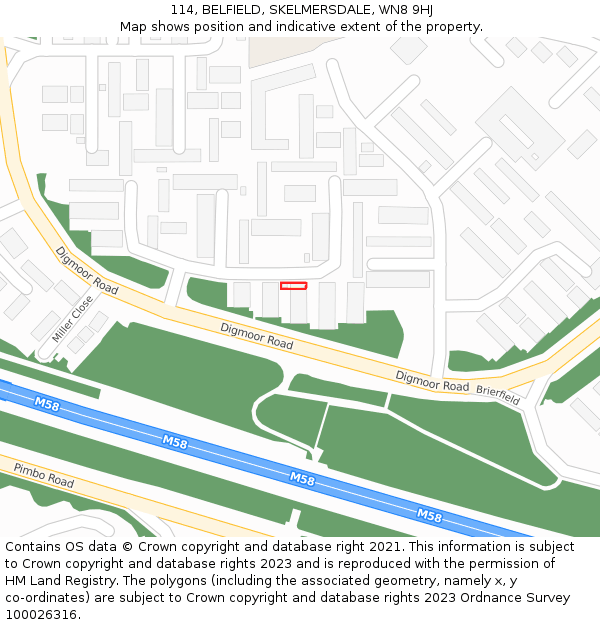114, BELFIELD, SKELMERSDALE, WN8 9HJ: Location map and indicative extent of plot
