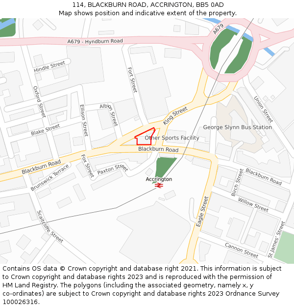 114, BLACKBURN ROAD, ACCRINGTON, BB5 0AD: Location map and indicative extent of plot