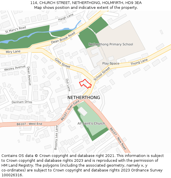 114, CHURCH STREET, NETHERTHONG, HOLMFIRTH, HD9 3EA: Location map and indicative extent of plot
