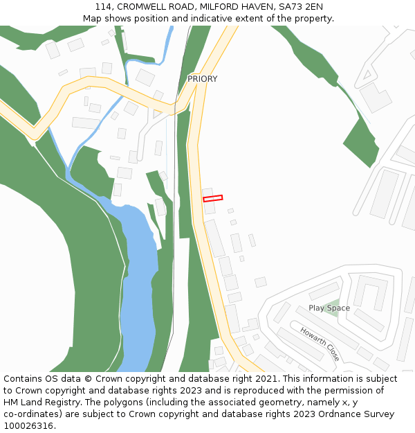 114, CROMWELL ROAD, MILFORD HAVEN, SA73 2EN: Location map and indicative extent of plot