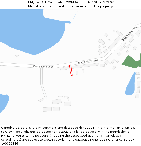 114, EVERILL GATE LANE, WOMBWELL, BARNSLEY, S73 0YJ: Location map and indicative extent of plot
