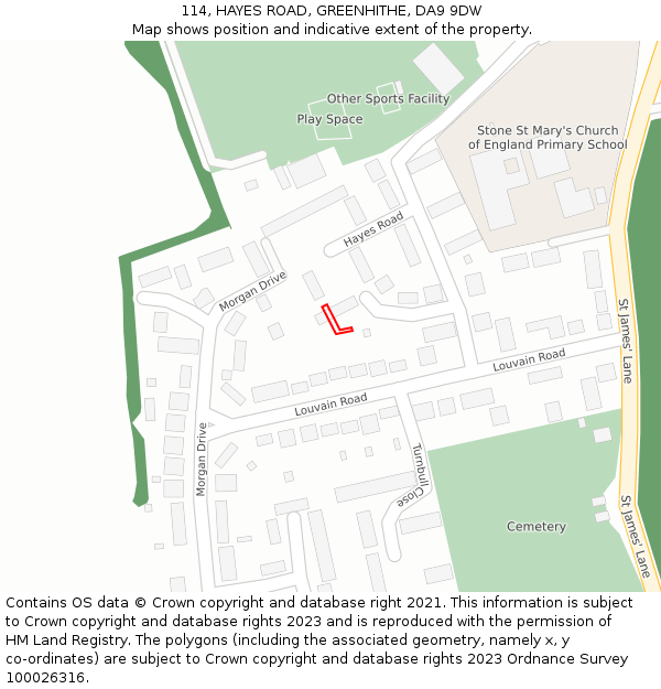 114, HAYES ROAD, GREENHITHE, DA9 9DW: Location map and indicative extent of plot