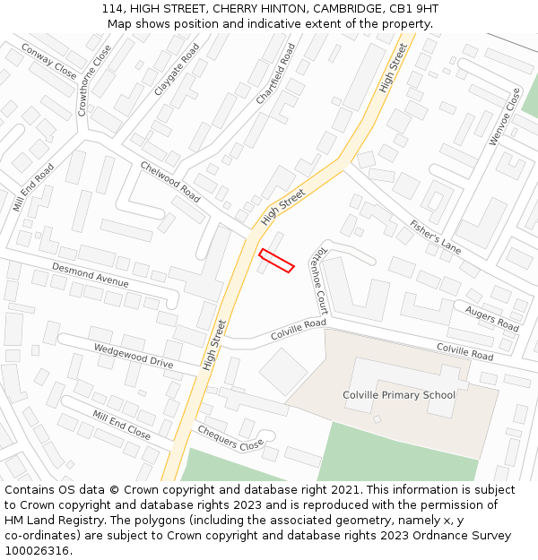 114, HIGH STREET, CHERRY HINTON, CAMBRIDGE, CB1 9HT: Location map and indicative extent of plot