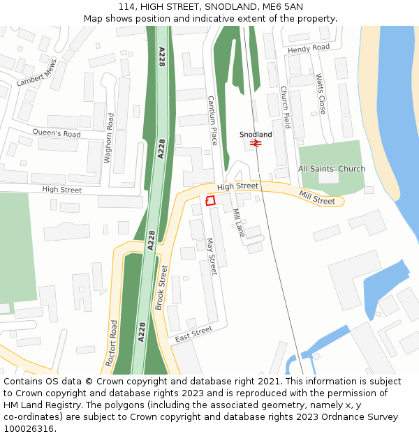 114, HIGH STREET, SNODLAND, ME6 5AN: Location map and indicative extent of plot