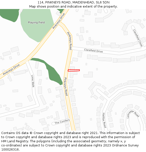 114, PINKNEYS ROAD, MAIDENHEAD, SL6 5DN: Location map and indicative extent of plot