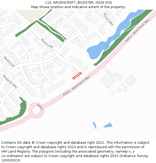 114, RAVENCROFT, BICESTER, OX26 6YQ: Location map and indicative extent of plot