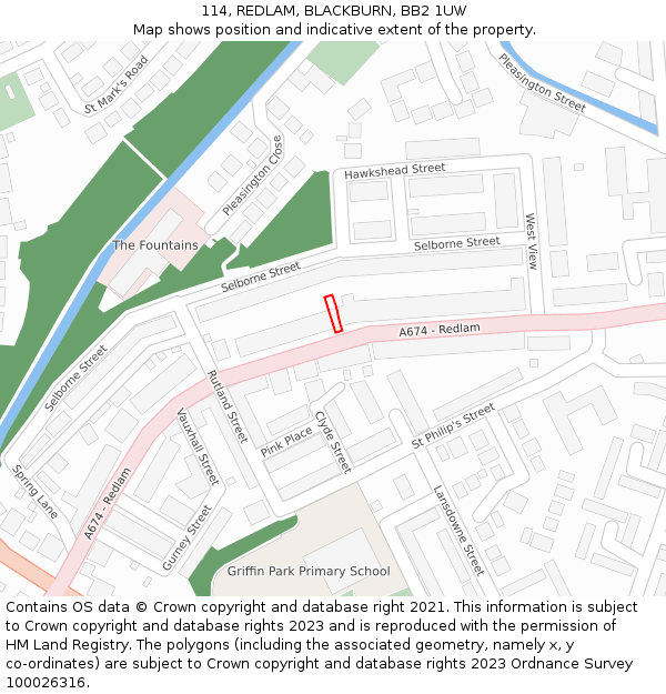 114, REDLAM, BLACKBURN, BB2 1UW: Location map and indicative extent of plot
