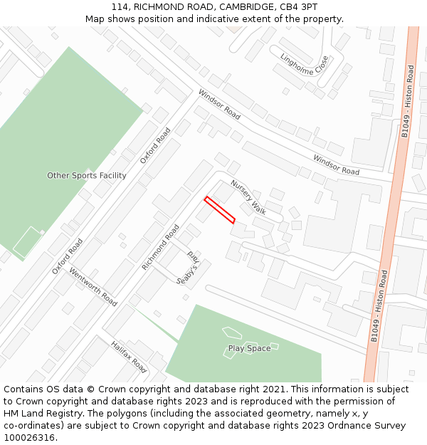 114, RICHMOND ROAD, CAMBRIDGE, CB4 3PT: Location map and indicative extent of plot