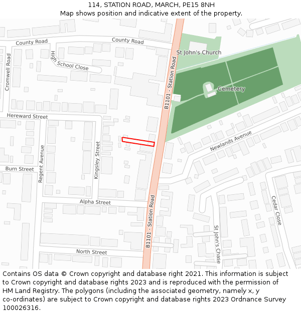 114, STATION ROAD, MARCH, PE15 8NH: Location map and indicative extent of plot
