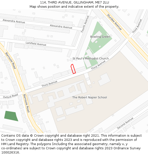 114, THIRD AVENUE, GILLINGHAM, ME7 2LU: Location map and indicative extent of plot