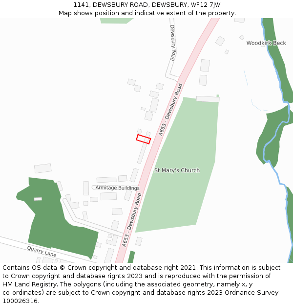 1141, DEWSBURY ROAD, DEWSBURY, WF12 7JW: Location map and indicative extent of plot