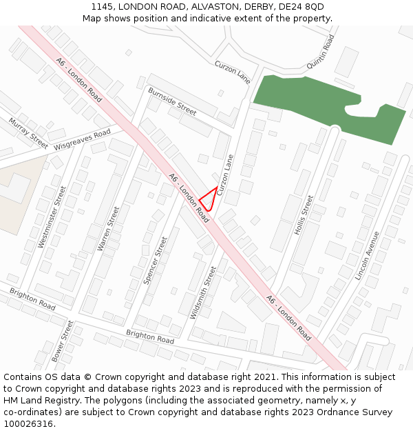 1145, LONDON ROAD, ALVASTON, DERBY, DE24 8QD: Location map and indicative extent of plot