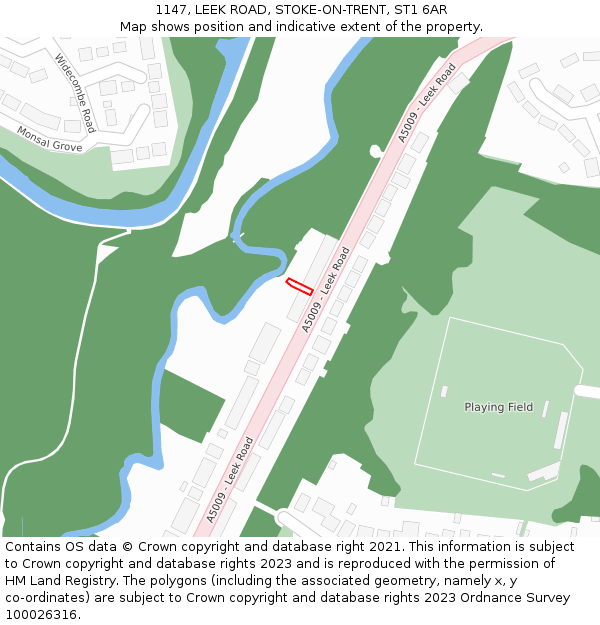 1147, LEEK ROAD, STOKE-ON-TRENT, ST1 6AR: Location map and indicative extent of plot