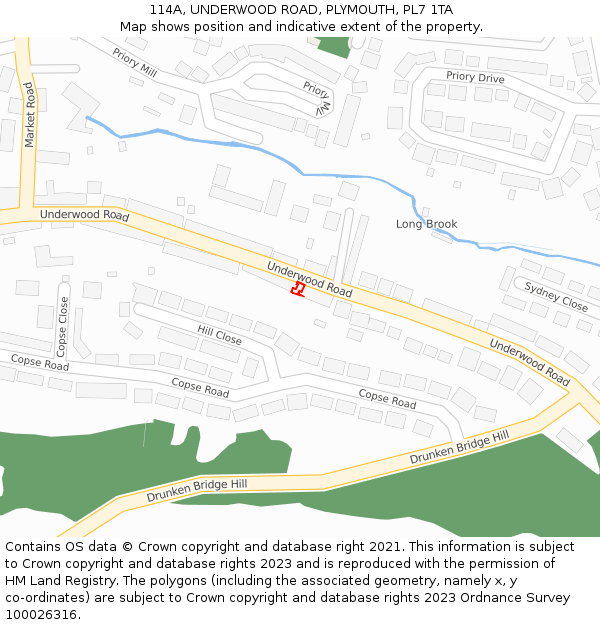 114A, UNDERWOOD ROAD, PLYMOUTH, PL7 1TA: Location map and indicative extent of plot