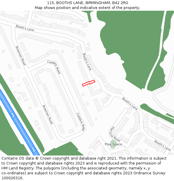 115, BOOTHS LANE, BIRMINGHAM, B42 2RG: Location map and indicative extent of plot