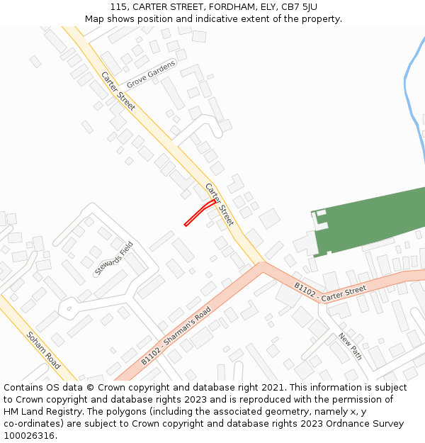 115, CARTER STREET, FORDHAM, ELY, CB7 5JU: Location map and indicative extent of plot