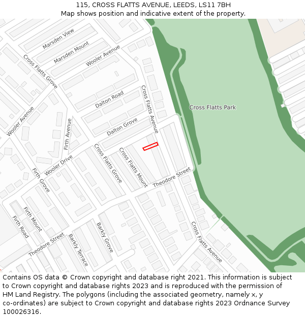 115, CROSS FLATTS AVENUE, LEEDS, LS11 7BH: Location map and indicative extent of plot